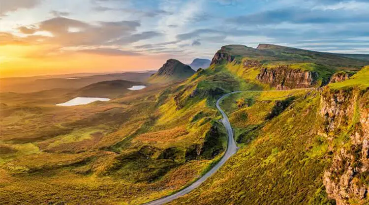 Beautiful landscape view of Scotland highlands and castles